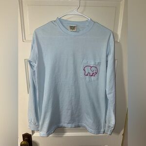 Ivory Ella Light Blue Long Sleeve Tee with Pink Elephant
